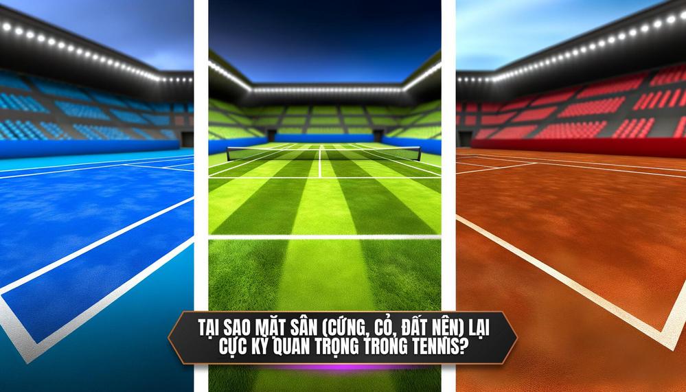 Tại sao mặt sân (Cứng, Cỏ, Đất nện) lại cực kỳ quan trọng trong Tennis